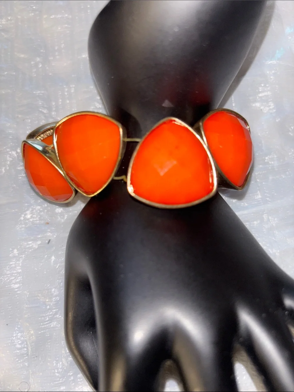 Gold-Tone Orange Stone Cuff Bracelet